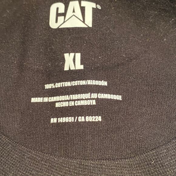 XL Cat Caterpillar Heavy Dozer Machinery Equipment Logo Tee T Shirt Black Yellow - Picture 3 of 5